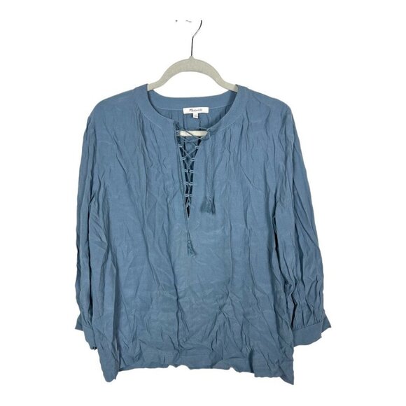 Madewell blue lace front top - Picture 1 of 9